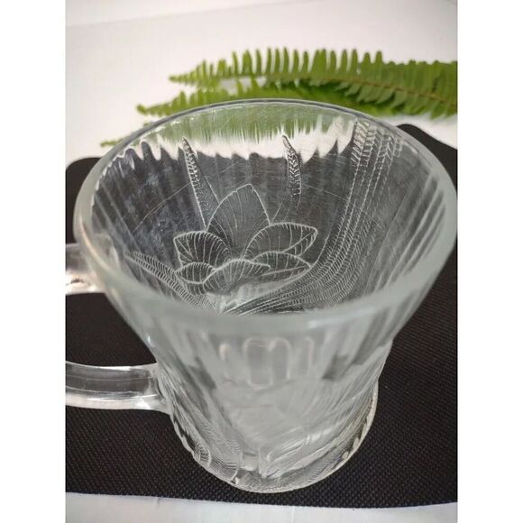 Arcoroc Canterbury Crocus Clear Glass Mug Coffee Cup Tea Tulip Vintage - Picture 7 of 9